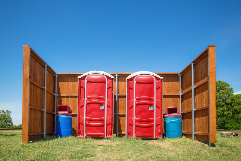 Short-term porta potty units staged for delivery in Tyler, Texas